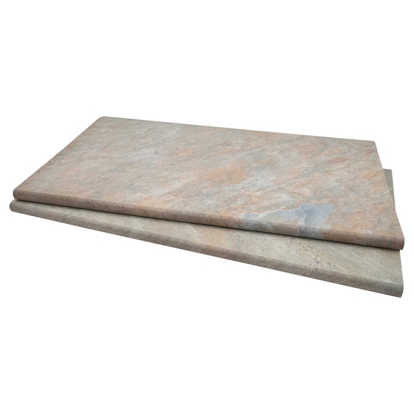 Goldne White 13 In. X 24 In. Glazed Porcelain Pool Coping, 2PK